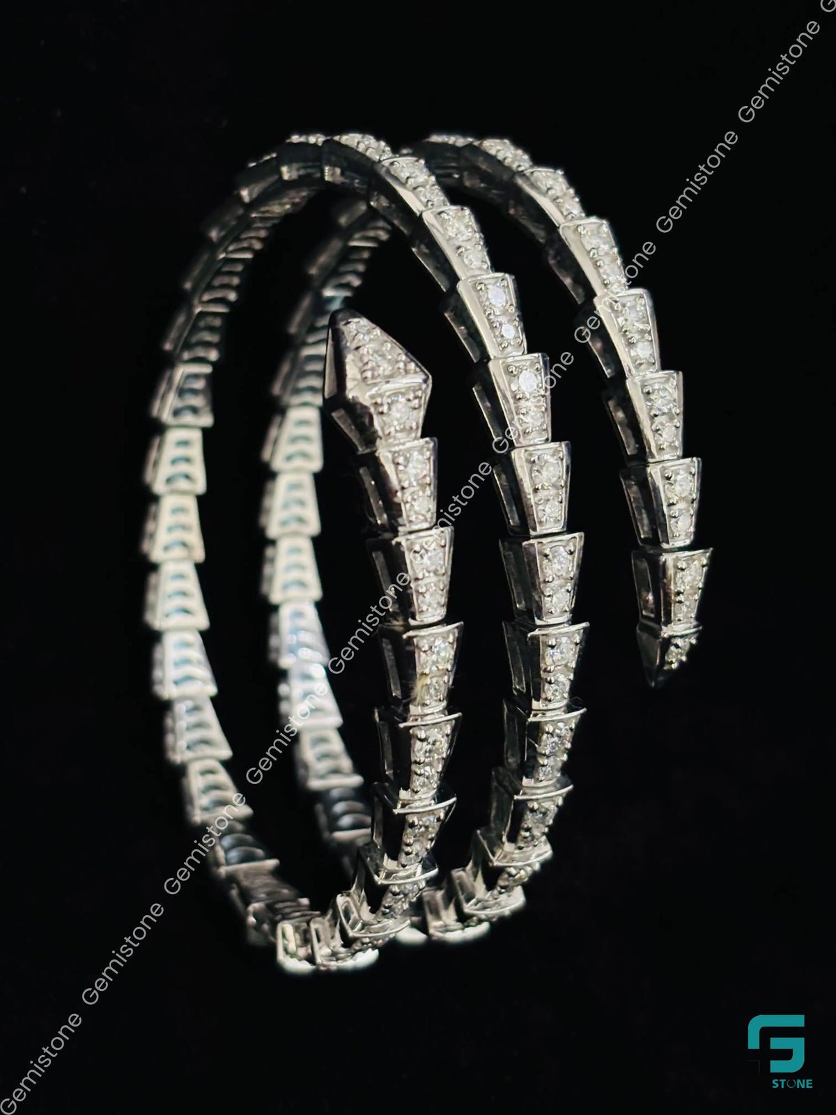 18K White Gold Pave Diamonds Serpenti Bracelet For Women