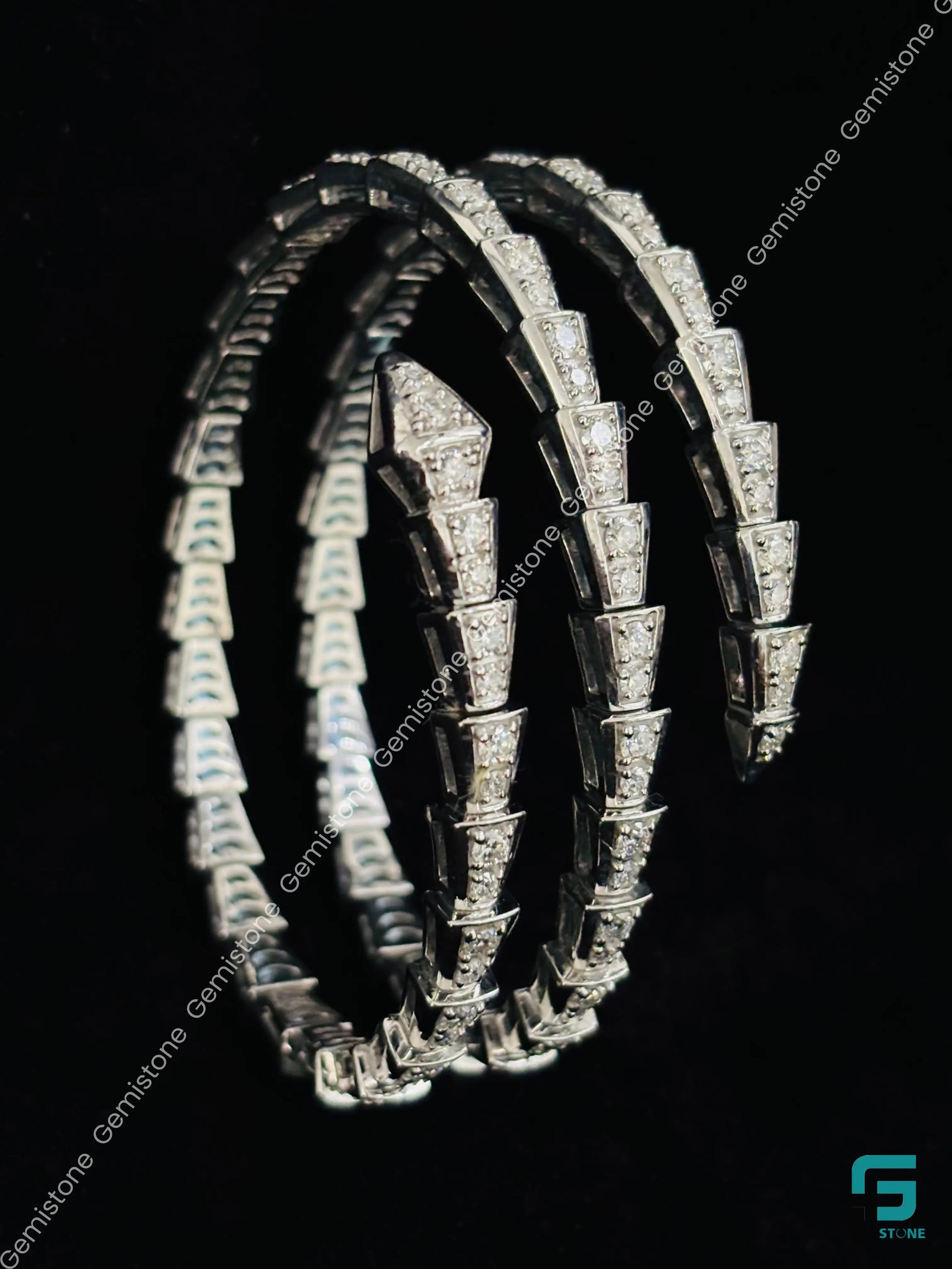 18K White Gold Pave Diamonds Serpenti Bracelet For Women