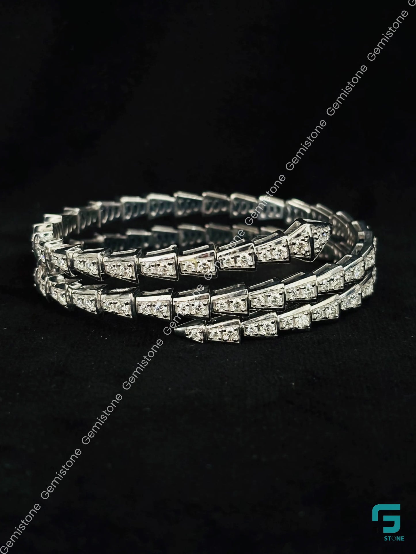 18K White Gold Serpenti Viper Bracelet For Unisex