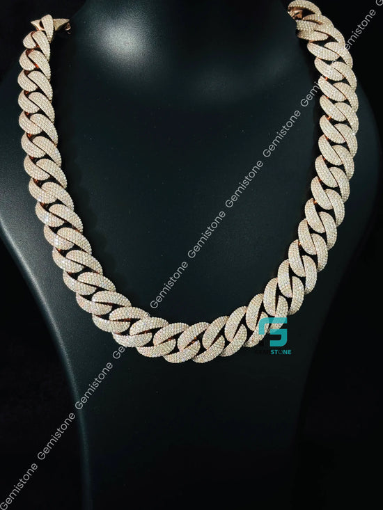 925 Silver 18MM Cuban Link Moissanite Custom Name Clasp Chain
