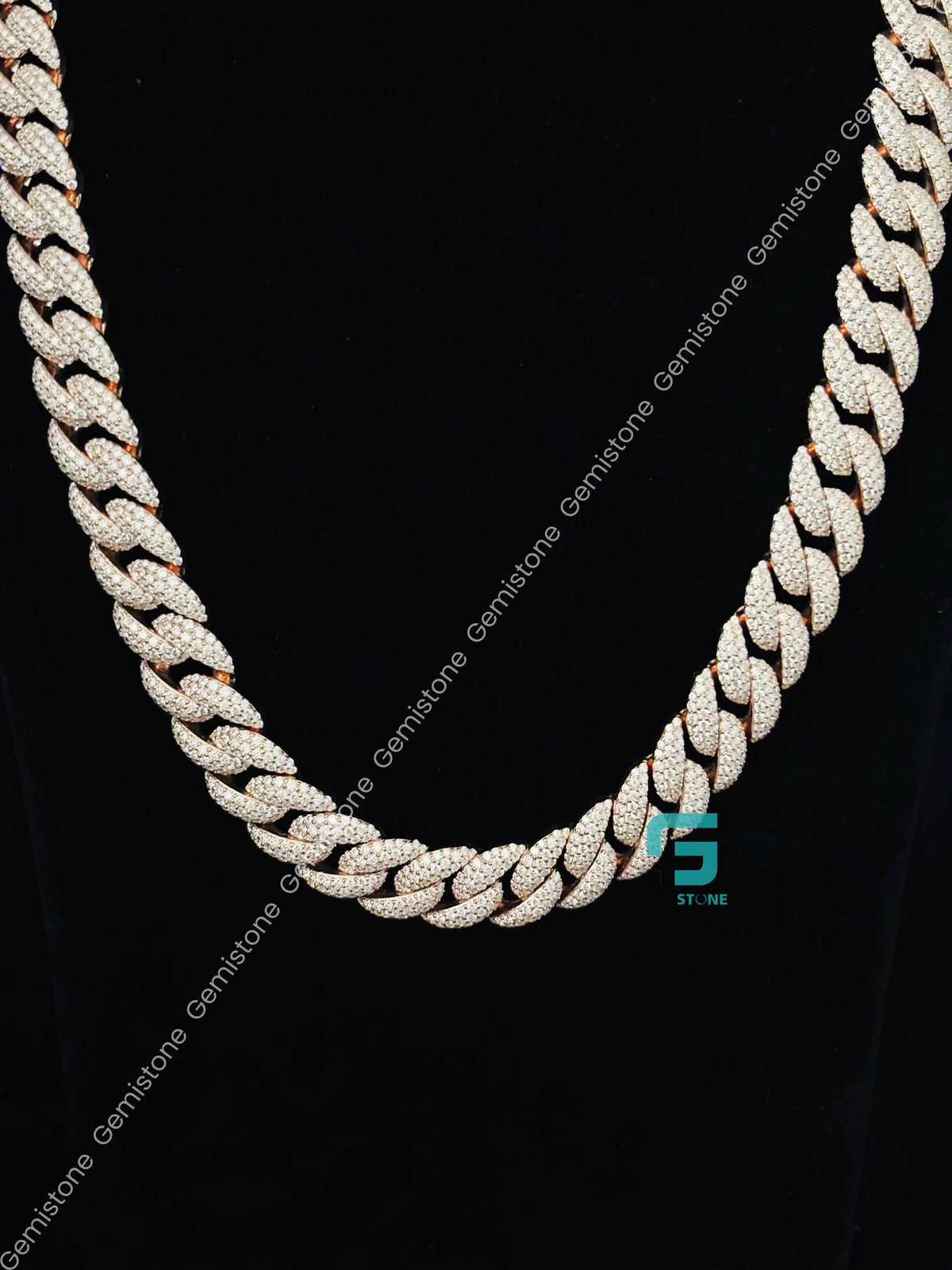 925 Silver 18MM Baguette and Round Diamond Cuban Link Chain