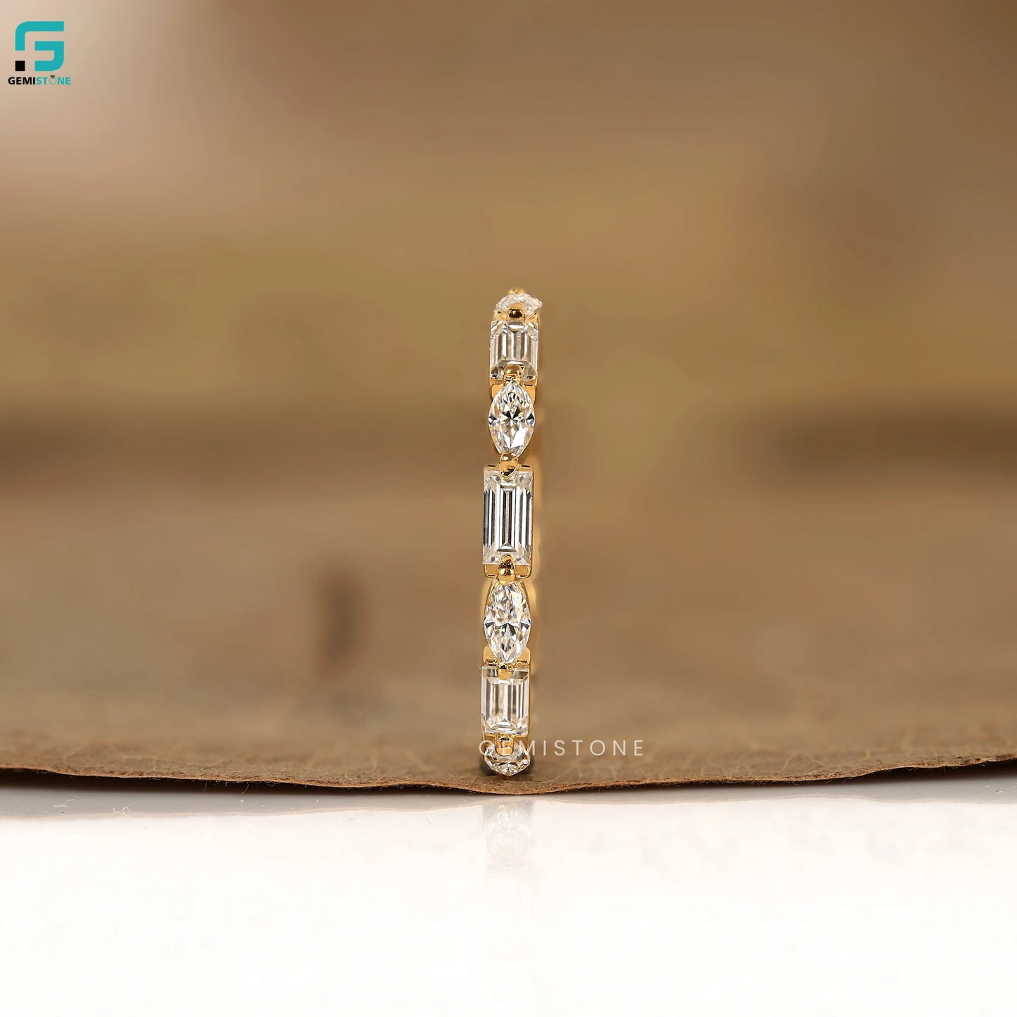 1CT Baguette And Marquise Lab Diamond Wedding Band 