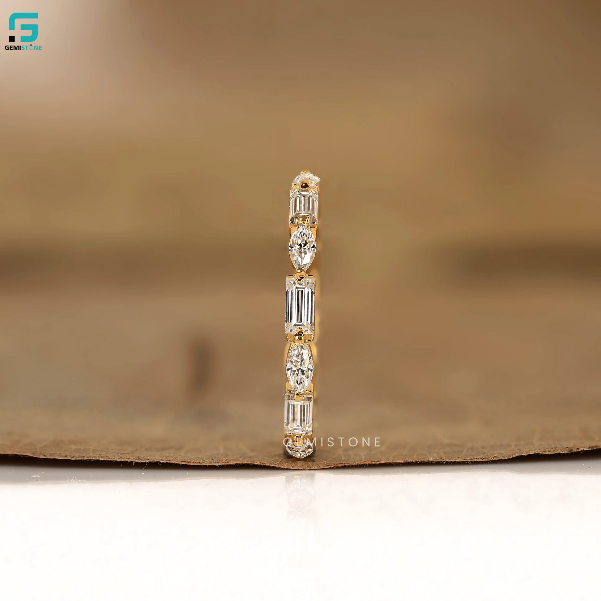 1CT Baguette And Marquise Lab Diamond Wedding Band 