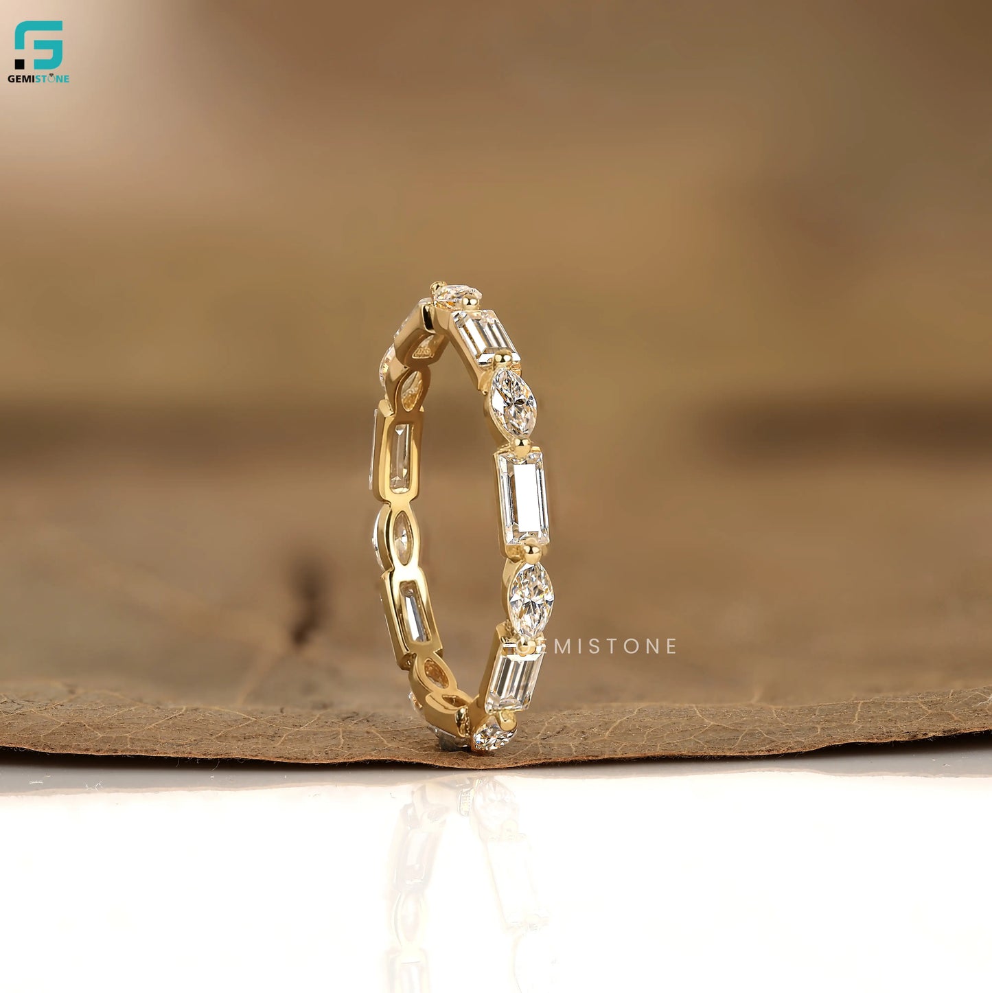 1CT Baguette And Marquise Lab Diamond Wedding Band For Women