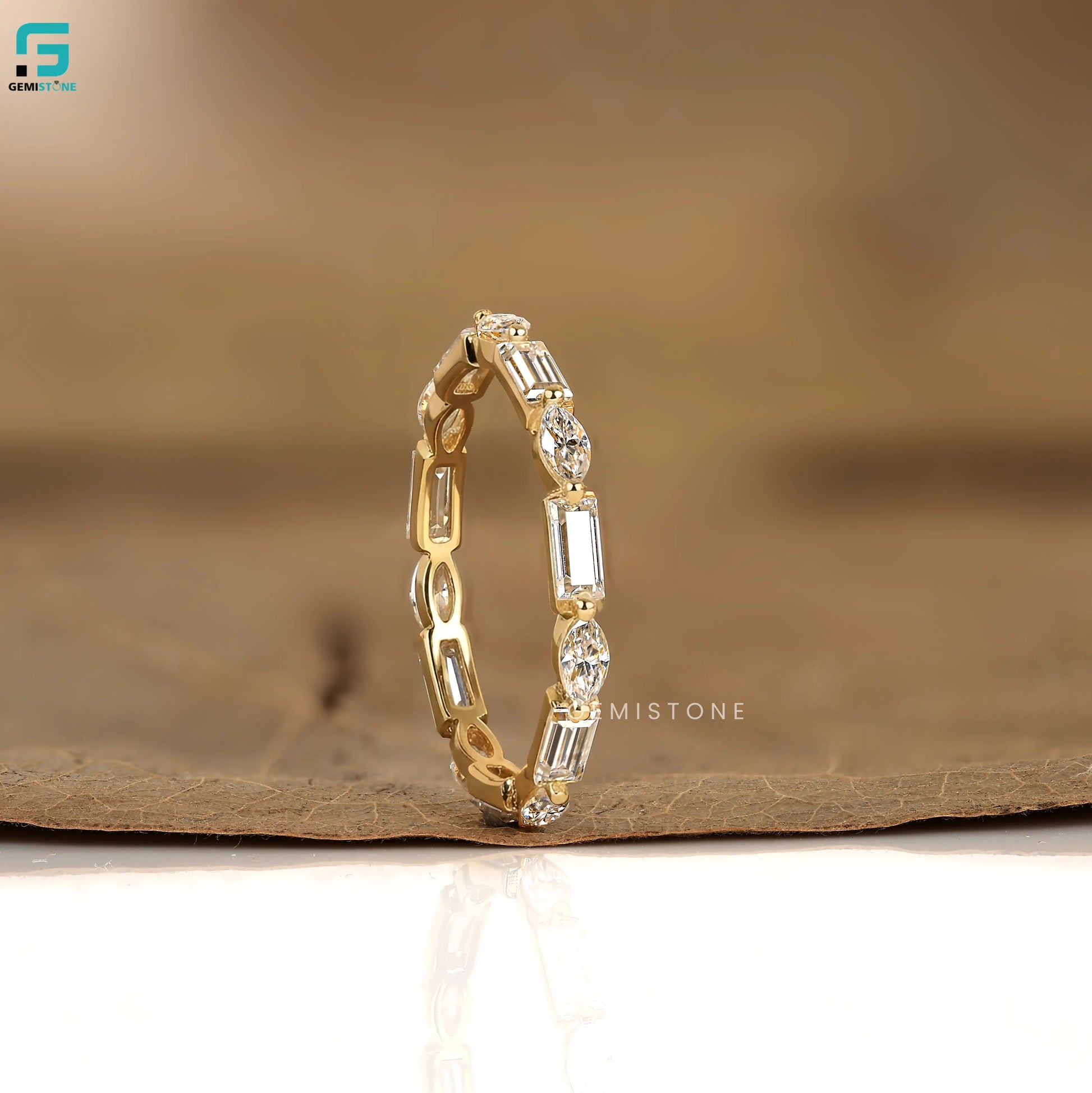 1CT Baguette And Marquise Lab Diamond Wedding Band For Women