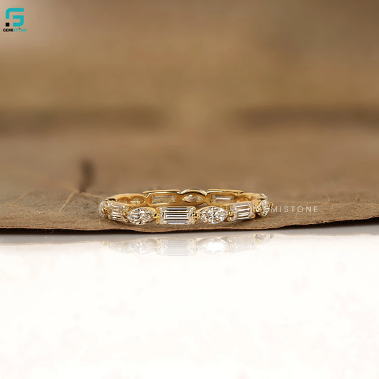 1CT Baguette And Marquise Lab Grown Diamond Wedding Band 