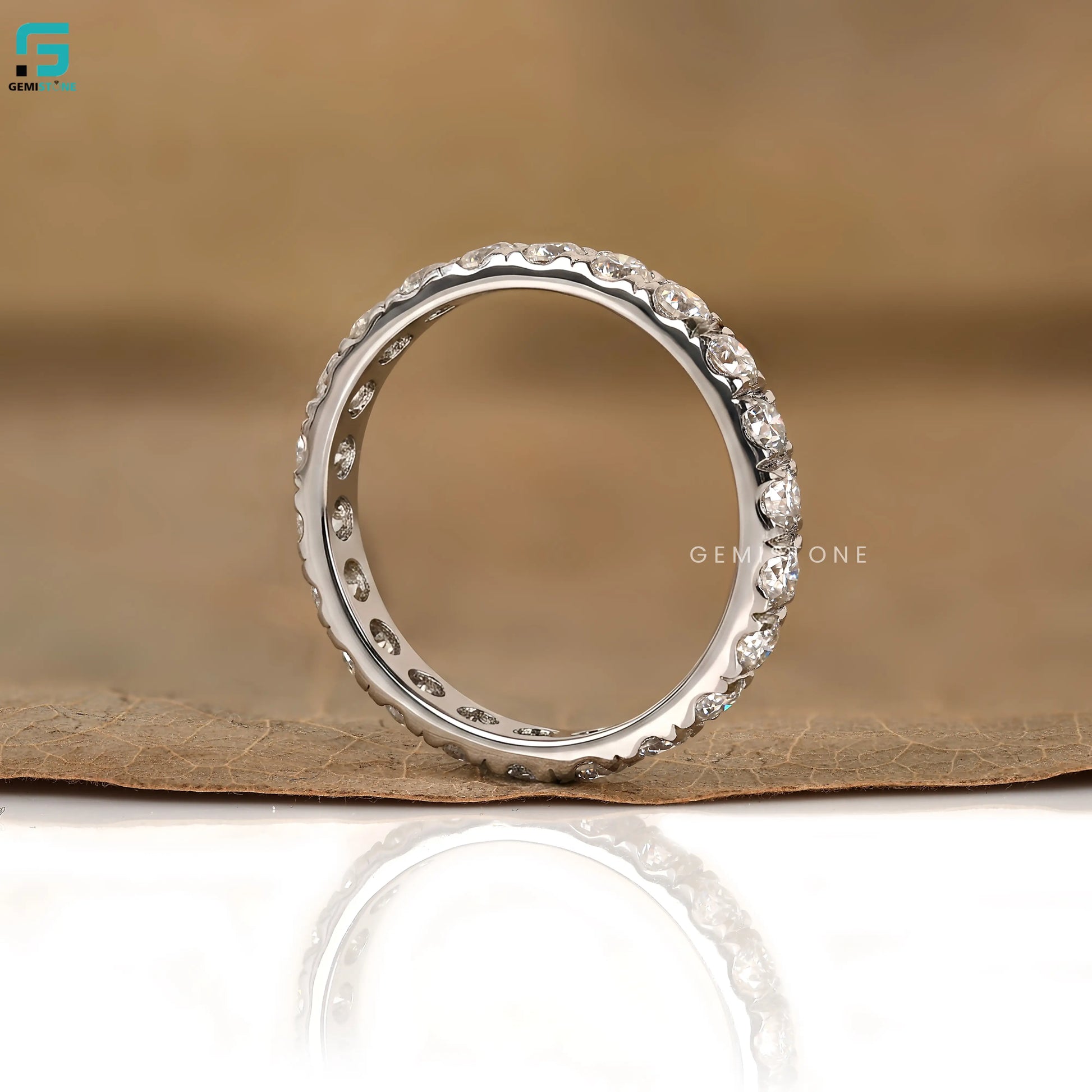 1CT Lab Diamond Round Full Eternity Wedding Band
