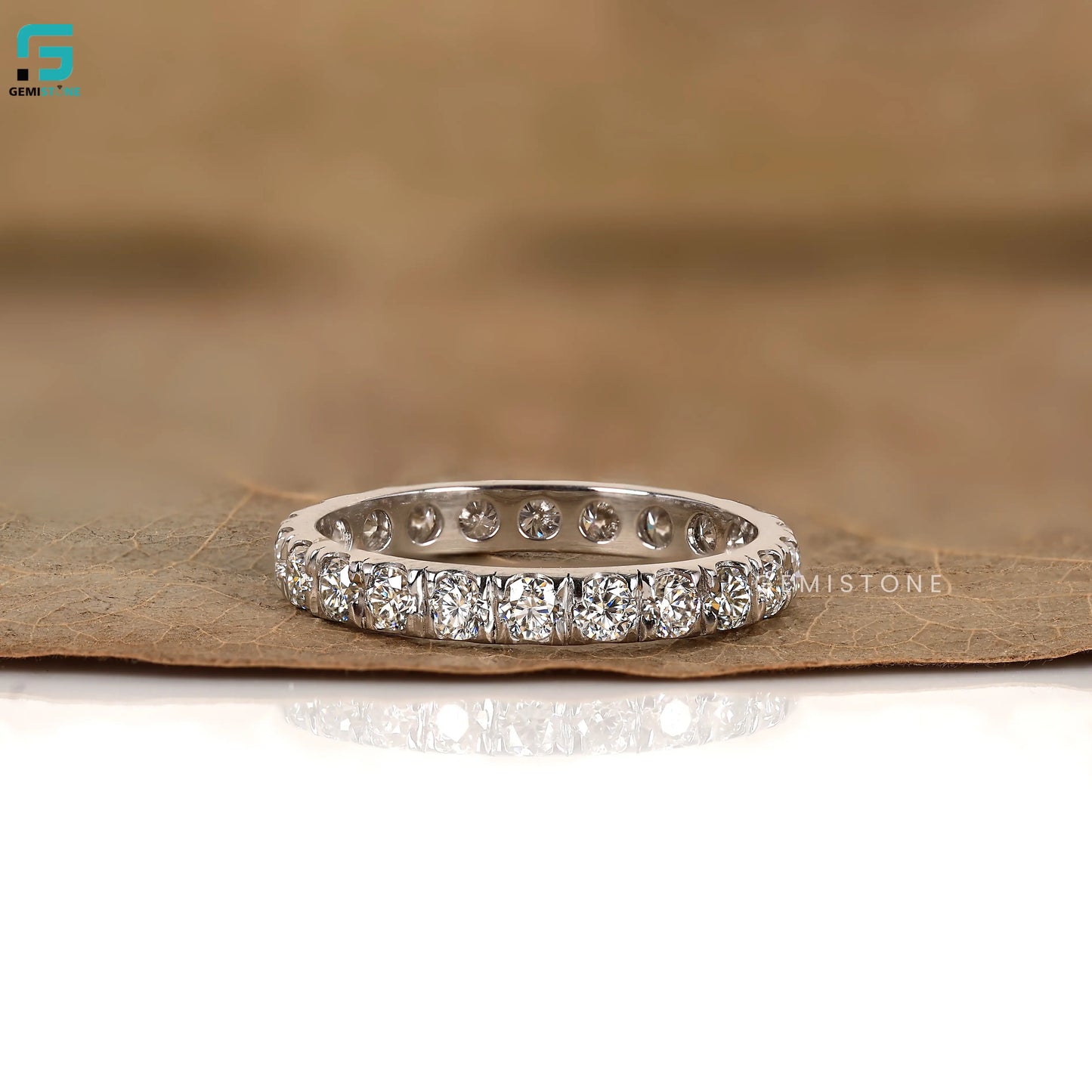 1CT Lab Diamond Round Full Eternity Wedding Band For Women