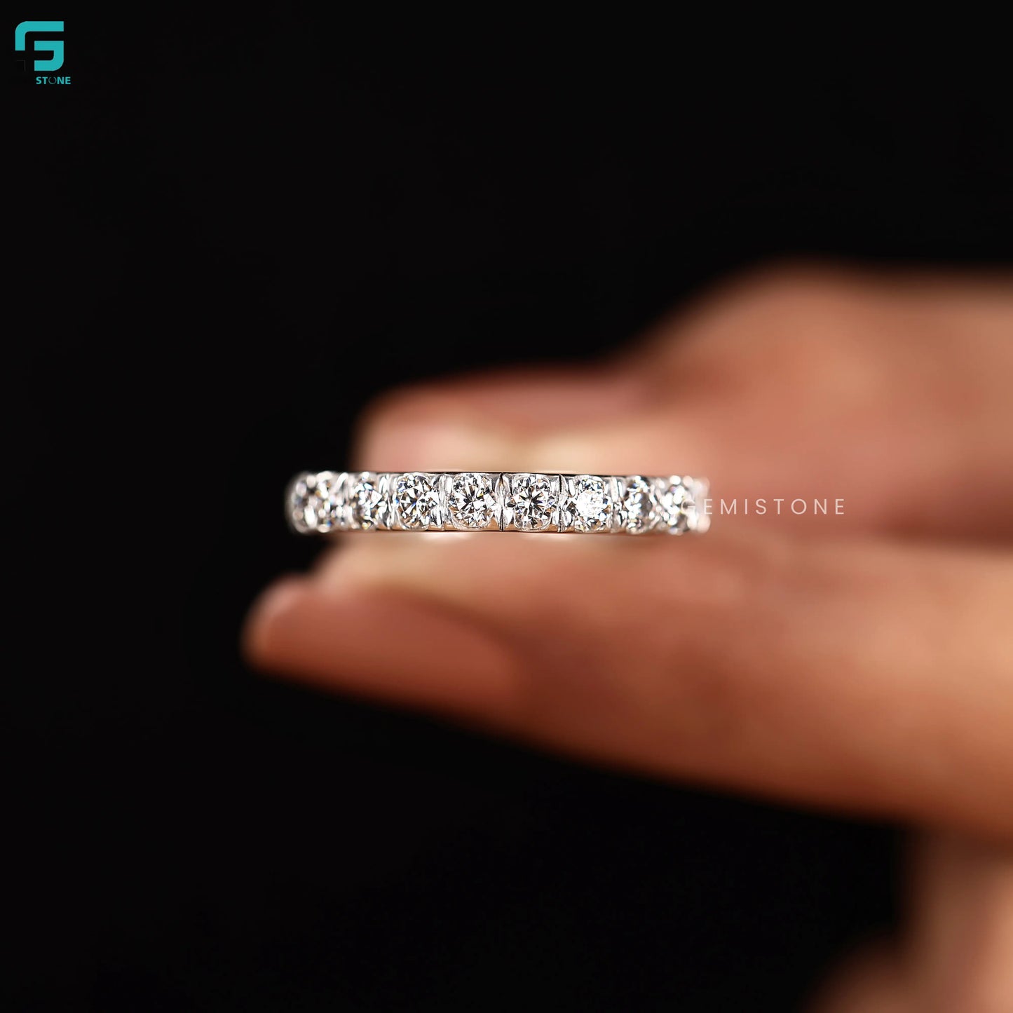 1CT Lab Diamond Round Wedding Band For Women
