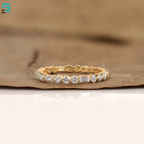 1TW Baguette And Round Cut Lab Grown Diamond Band