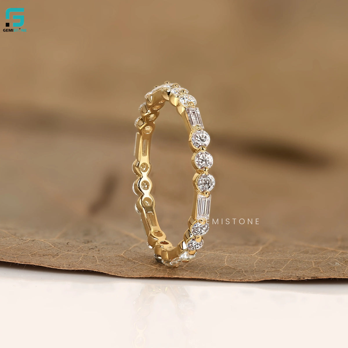 1TW Baguette And Round Cut Lab Grown Diamond Band For Women