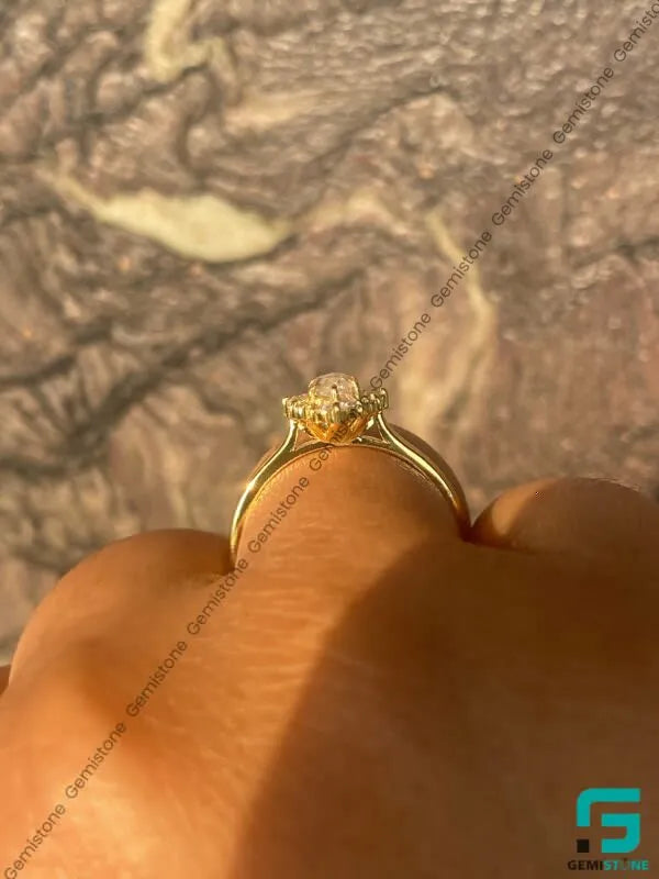 1Ct 14K Yellow Gold Vintage Engagement Marquise Halo Ring