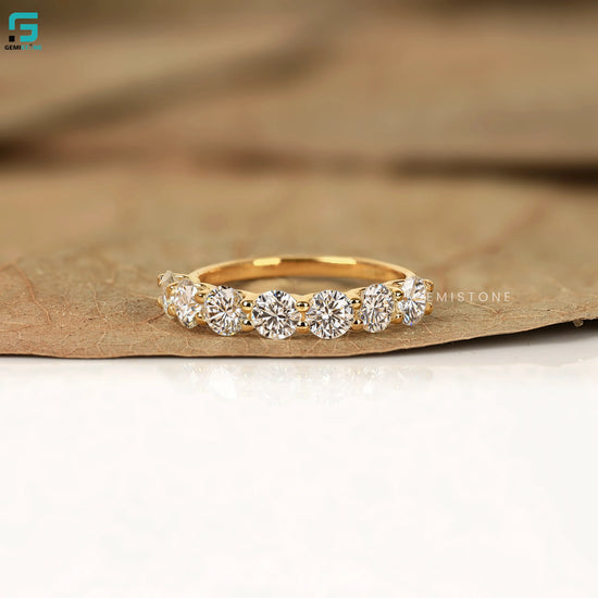 2.0 CT Round Lab Diamond Half Eternity Wedding Band For Women