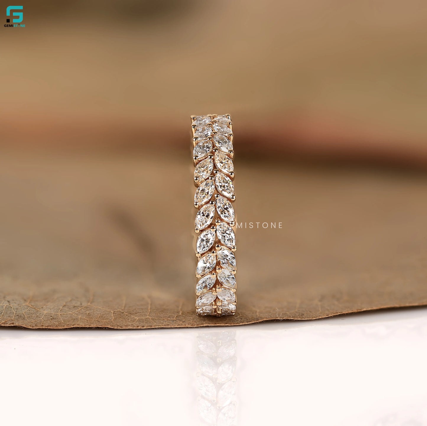 2.20CT Marquise Nature Inspired Lab Grown Diamond Band For Women