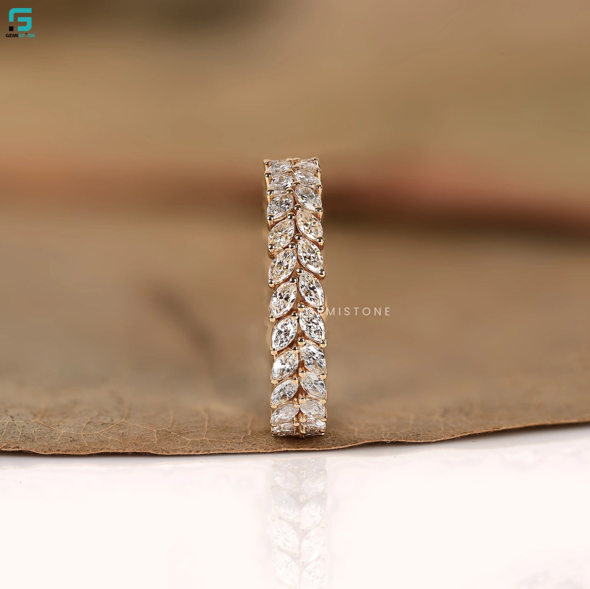2.20CT Marquise Nature Inspired Lab Grown Diamond Band For Women