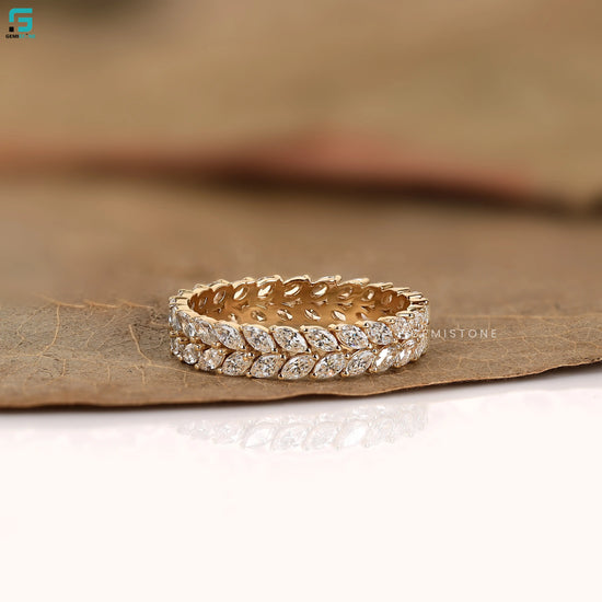 2.20CT Marquise Nature Inspired Lab Grown Diamond Wedding Band