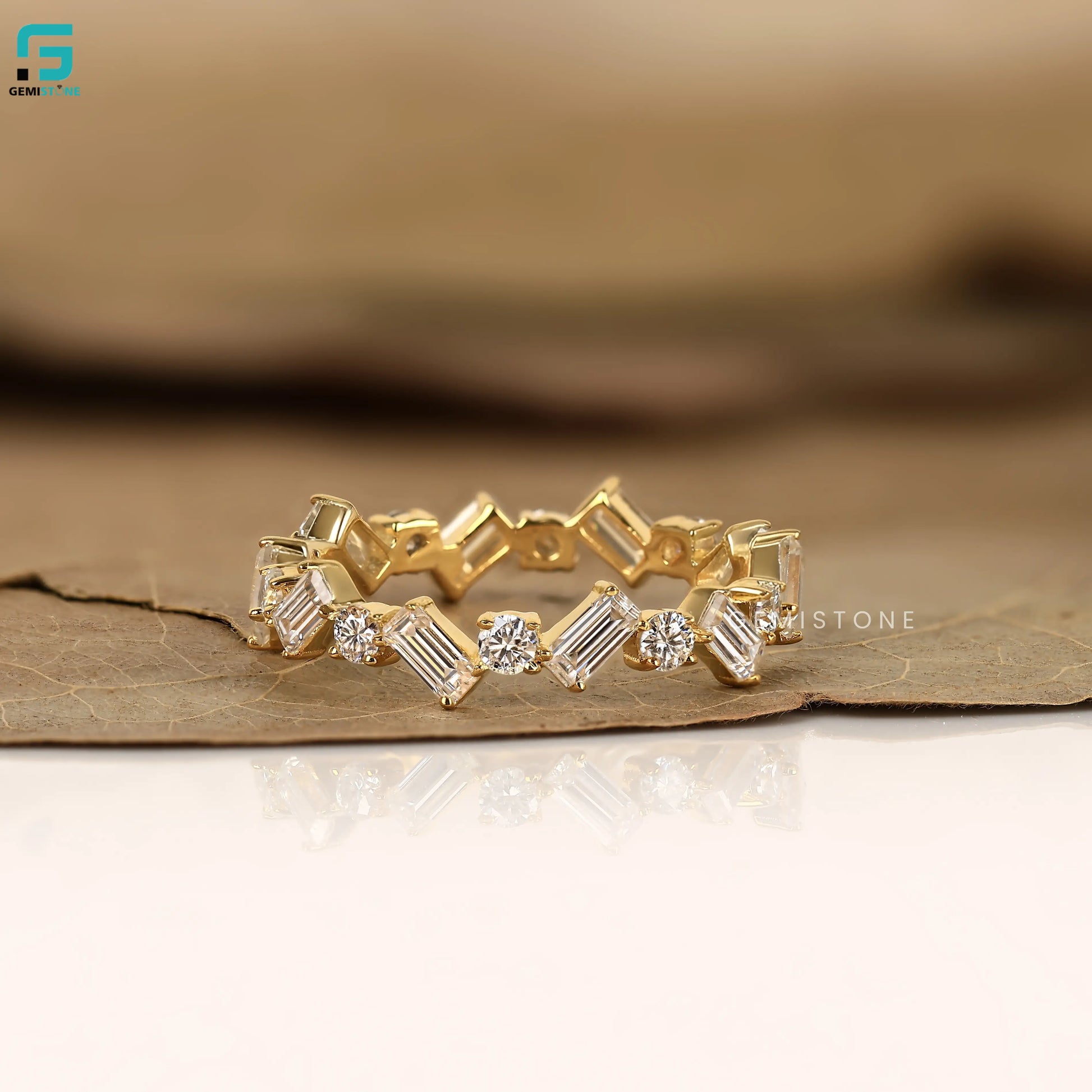 2.50MM Round And Baguette Lab Diamond Full Eternity Wedding Band For Women