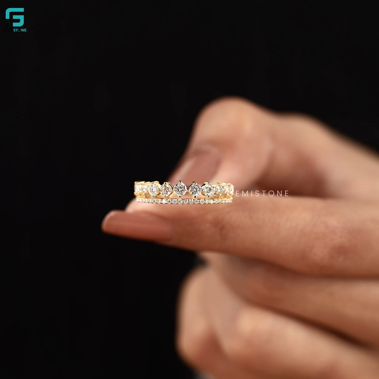 2.80CT Round Cut Lab Grown Diamond Half Eternity Wedding Band