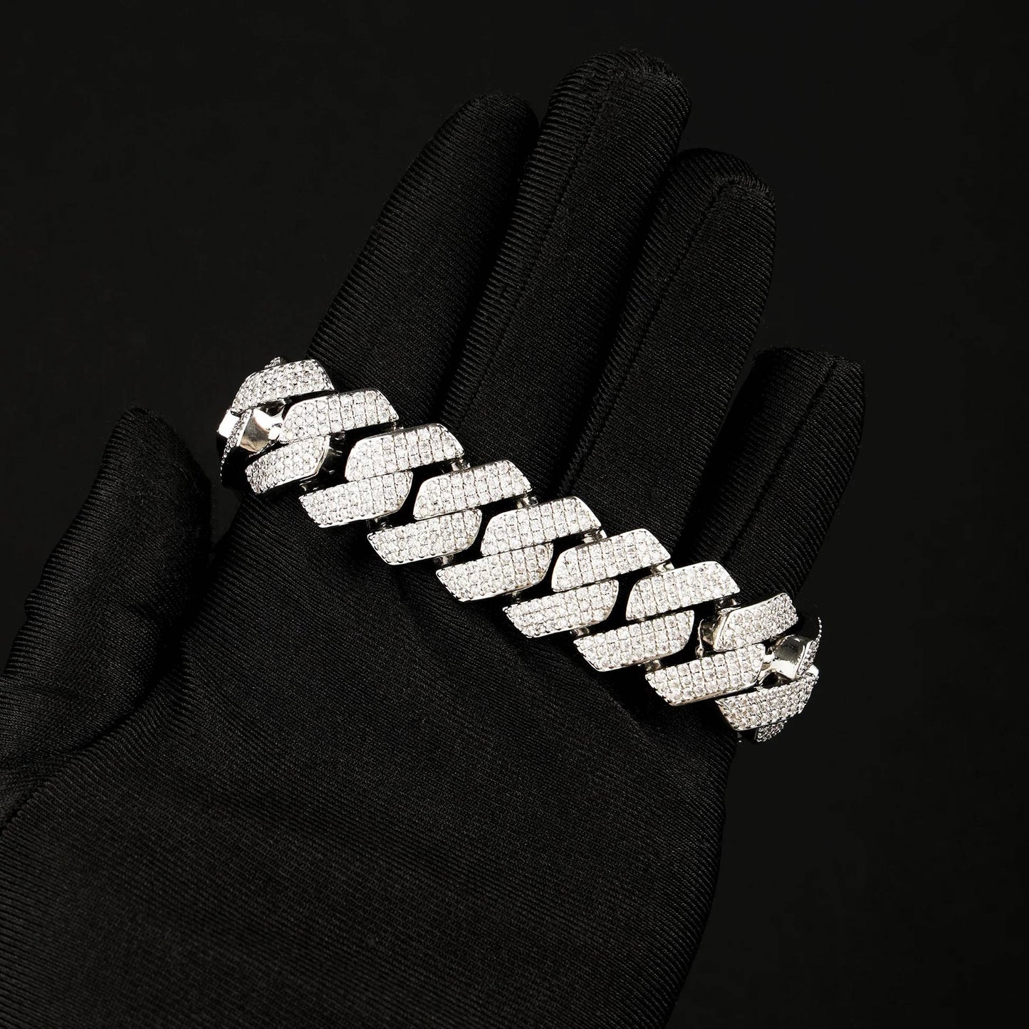 20MM-925-Silver-Moissanite-Prong-Cuban-Link-Bracelet-White-Gold