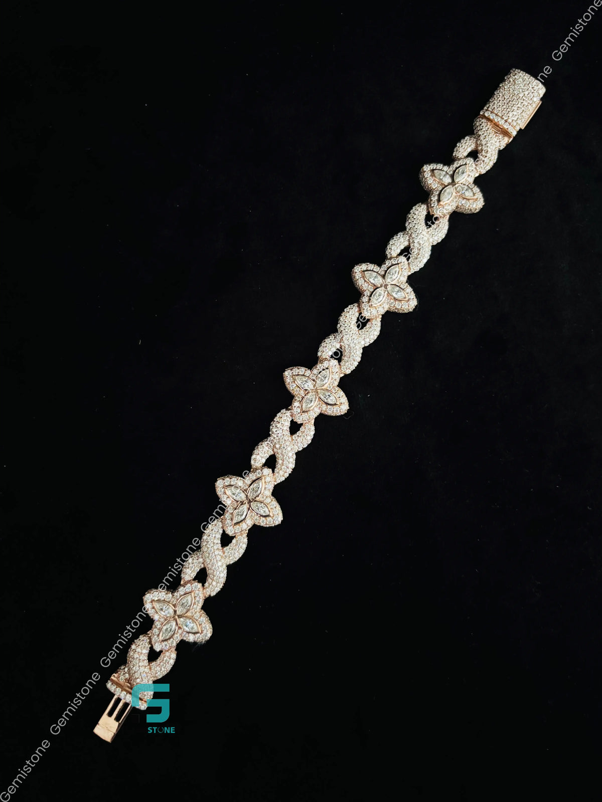 20MM Infinity Link Clover Moissanite Marquise Iced Out Bracelet