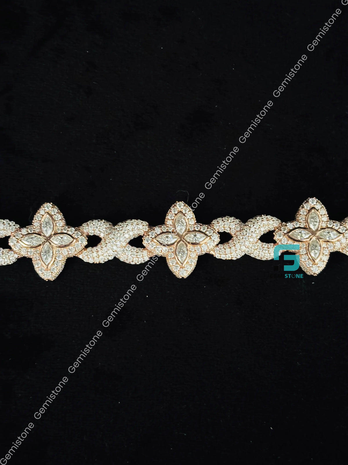 20MM Infinity Link Clover Moissanite Marquise Iced Out Bracelet