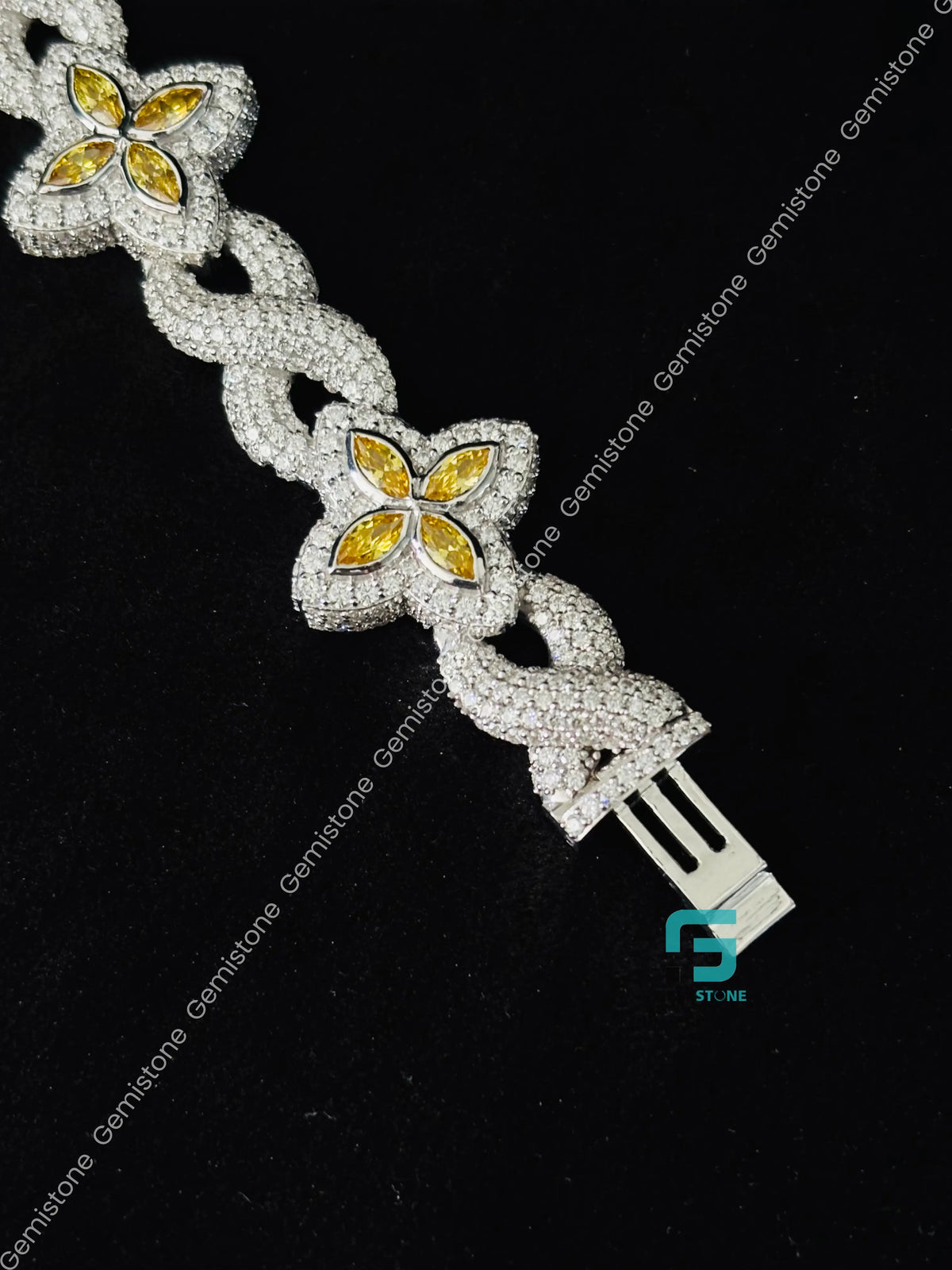 20MM Clover Moissanite Yellow Marquise Infinity Link Bracelet