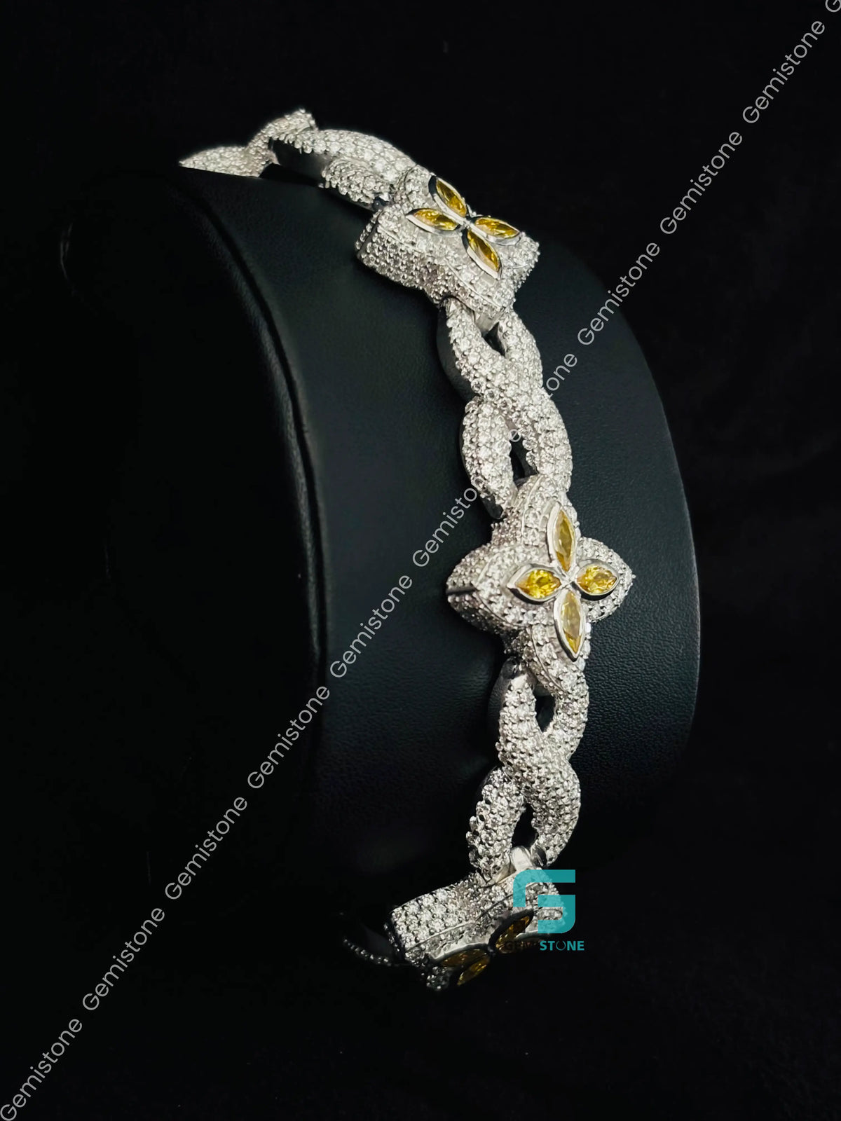 20MM Clover Moissanite Yellow Marquise Infinity Link Bracelet