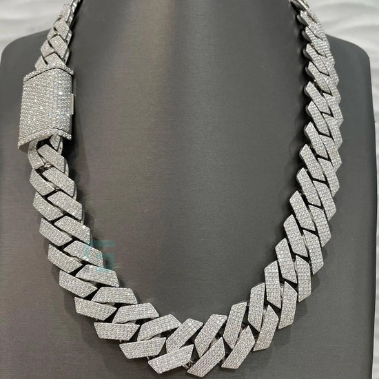 20mm Royal Iced Out Moissanite Mens Miami Cuban Link Necklace Chain