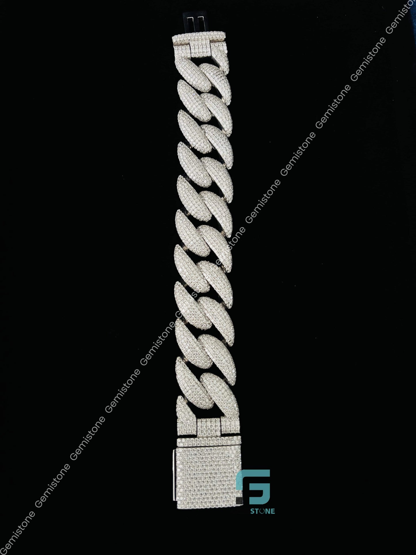24MM Moissanite Iced out Cuban Link bracelet