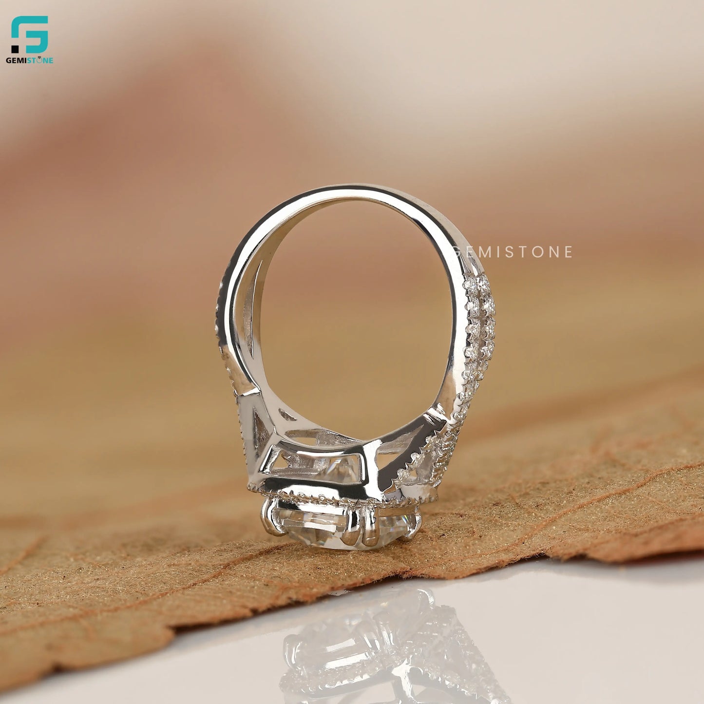 Cushion Cut Halo With Twisted Band Lab Diamond Ring