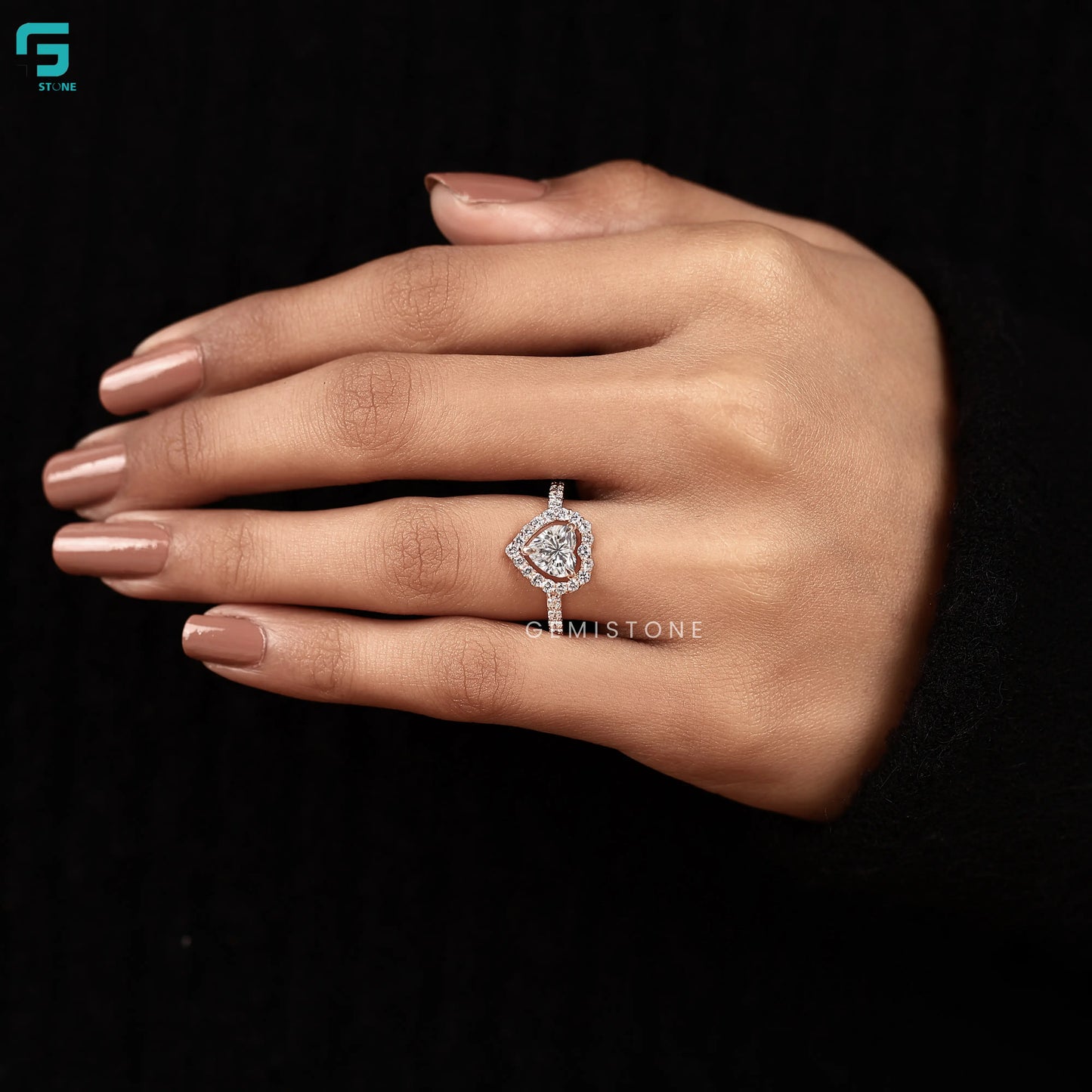 Heart Cut Halo Lab Grown Diamond Pave Set Ring
