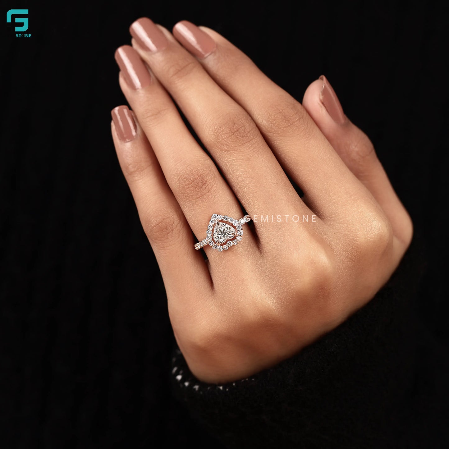 Heart Cut Halo Lab Grown Diamond Pave Set Ring