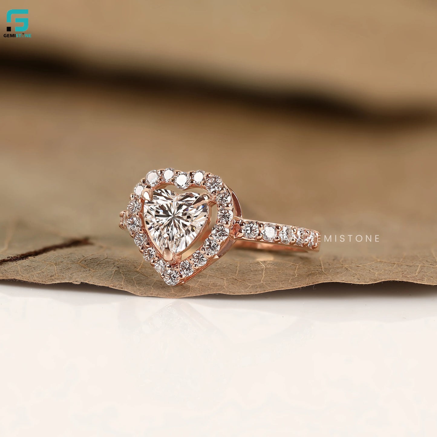 Heart Cut Halo Lab Grown Diamond Pave Set Ring