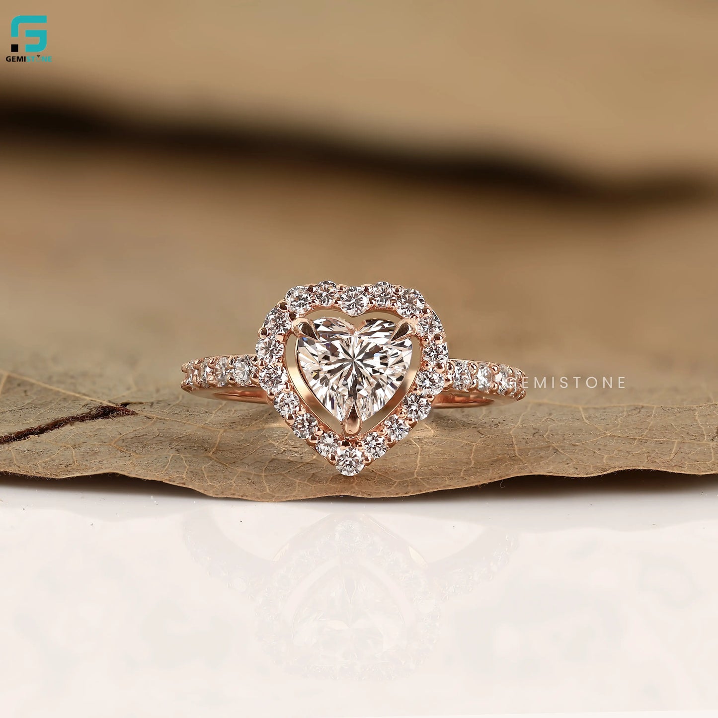 Heart Cut Halo Lab Grown Diamond Pave Set Ring