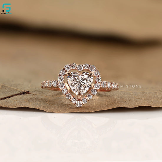 Heart Cut Halo Lab Grown Diamond Pave Set Ring