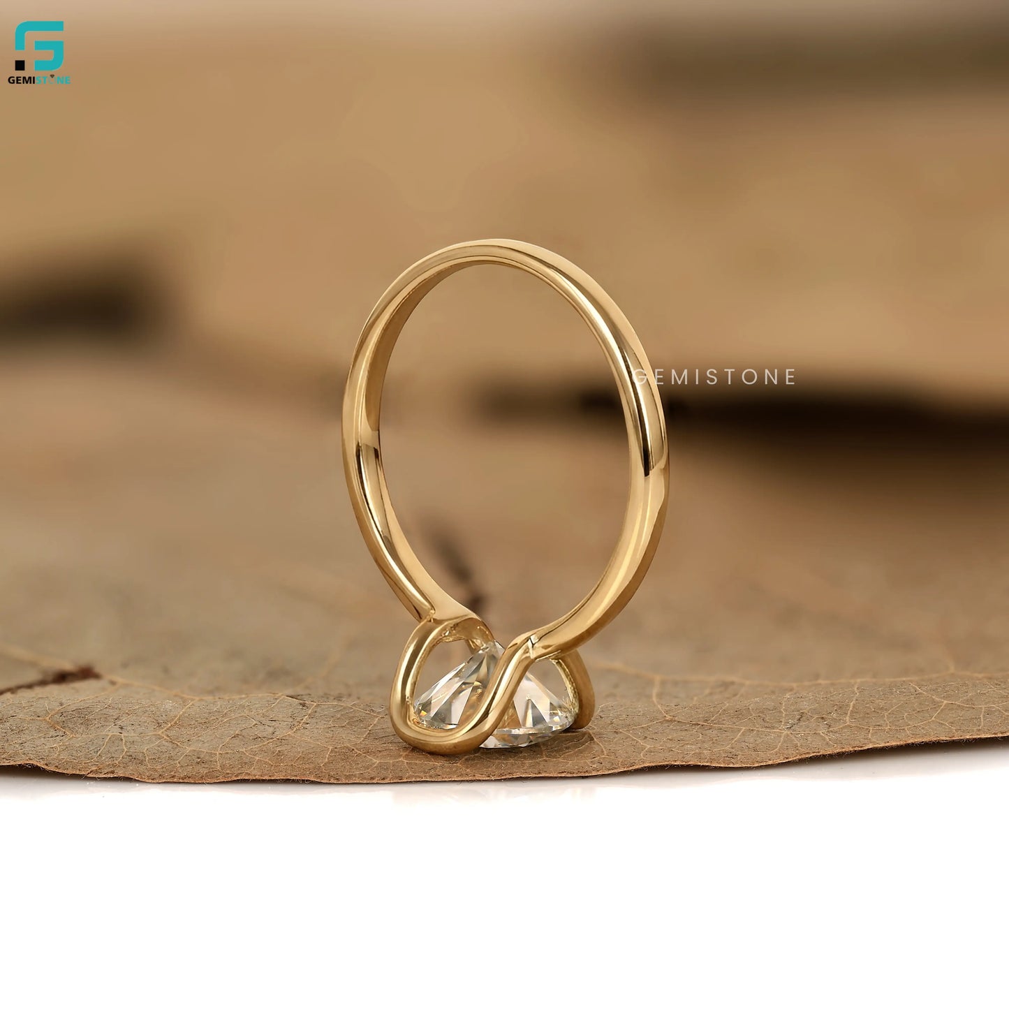Solitaire Round Cut Lab Diamond Half Bezel Set Anniversary Ring
