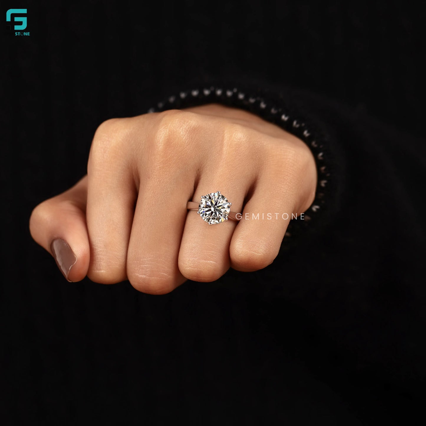 2CT Round Solitaire Lab Diamond Wide Band Ring For Women