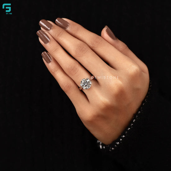 2CT Round Solitaire Lab Diamond Wide Band Ring For Women