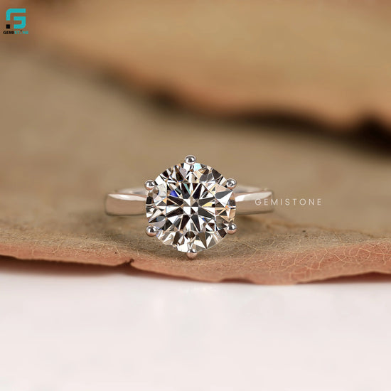2CT Round Solitaire Lab Diamond Wide Band Ring For Women