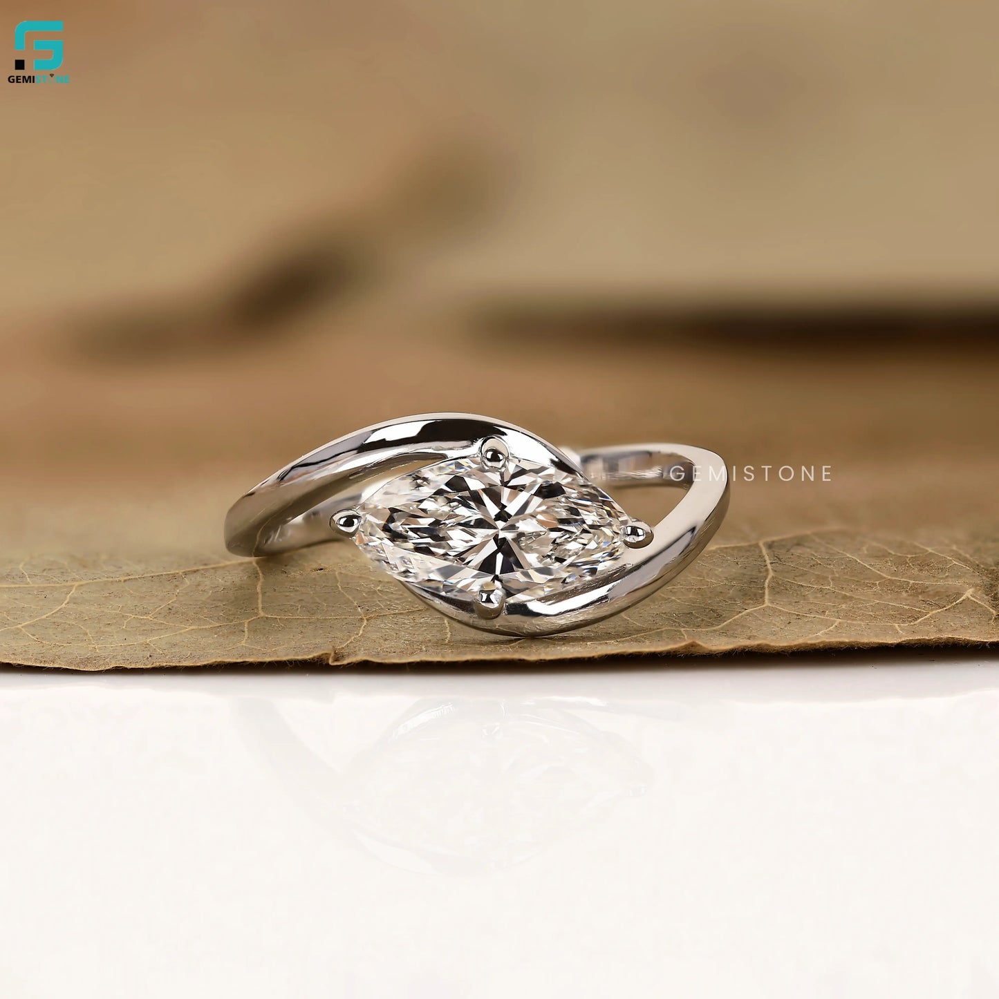 2CT East West Marquise Lab Diamond Wedding Ring