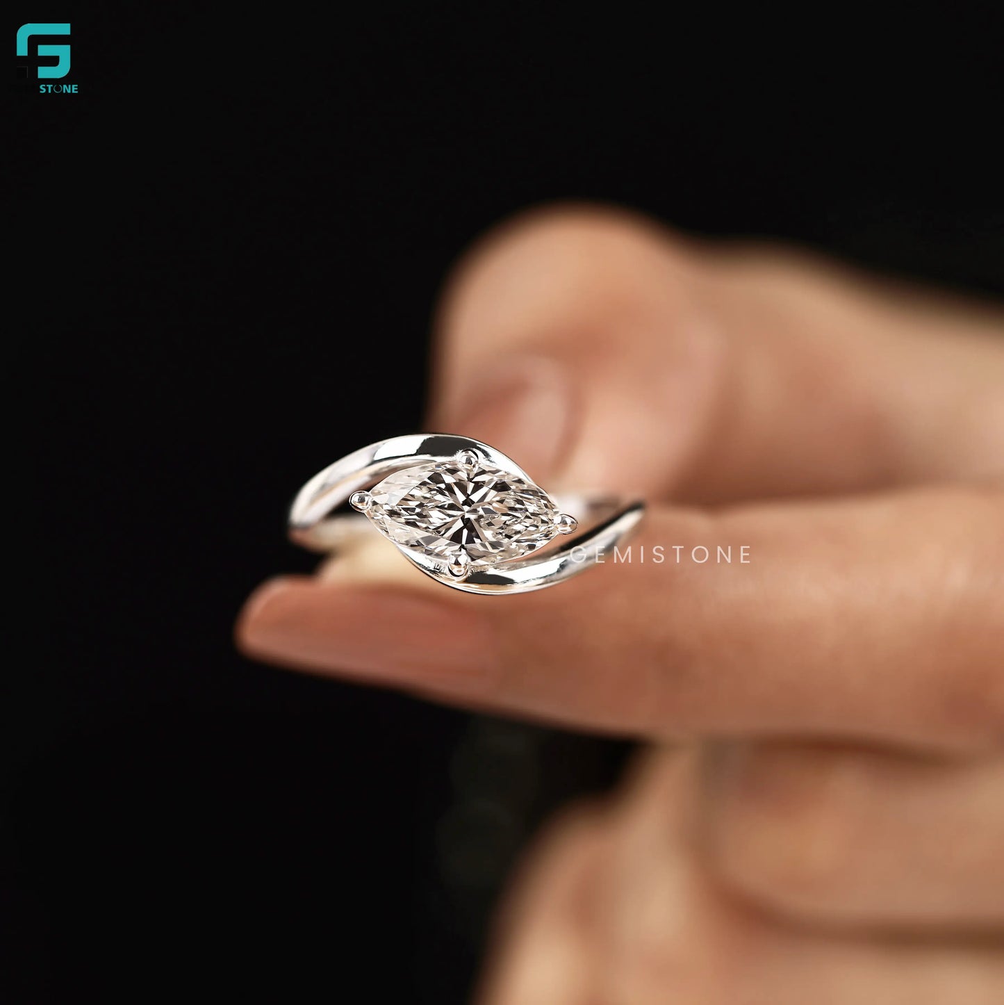 2CT East West Marquise Lab Diamond Wedding Ring For Women