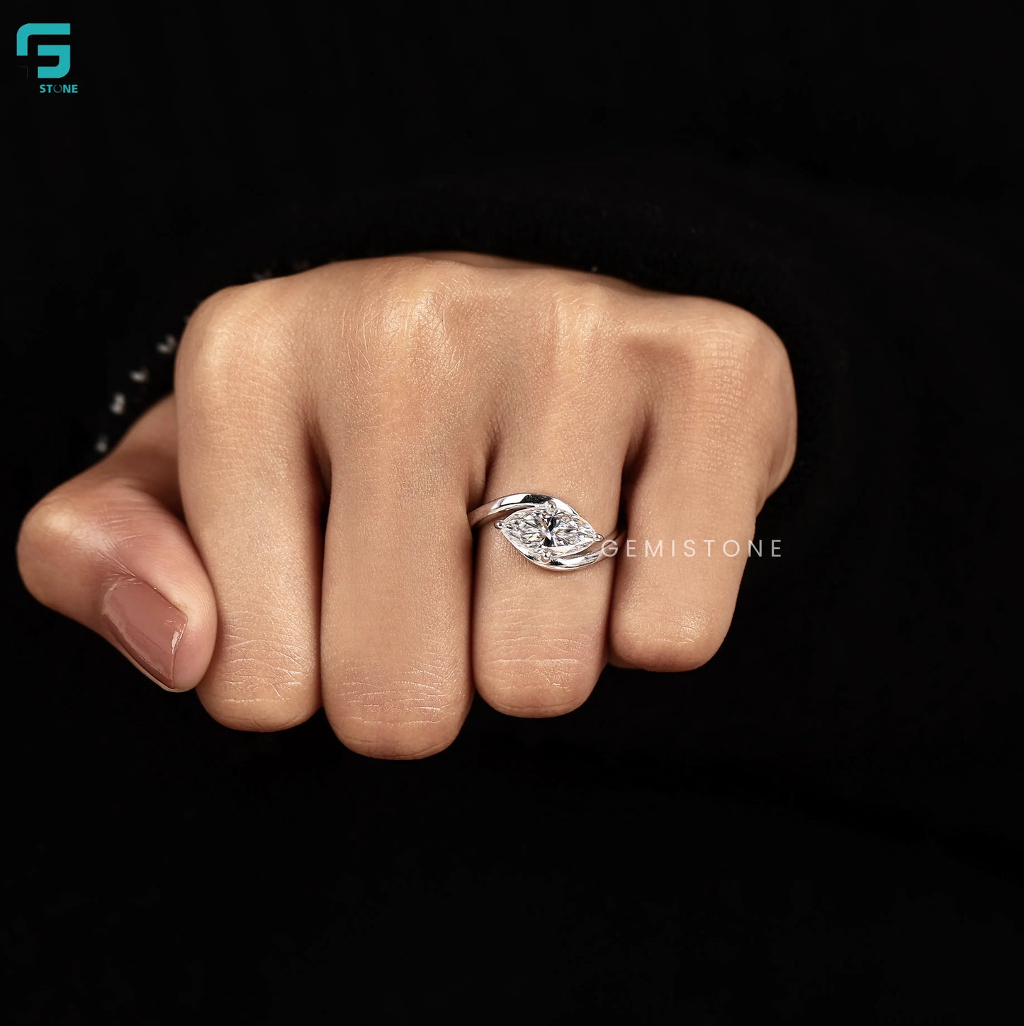 2CT East West Marquise Lab Grown Diamond Wedding Ring