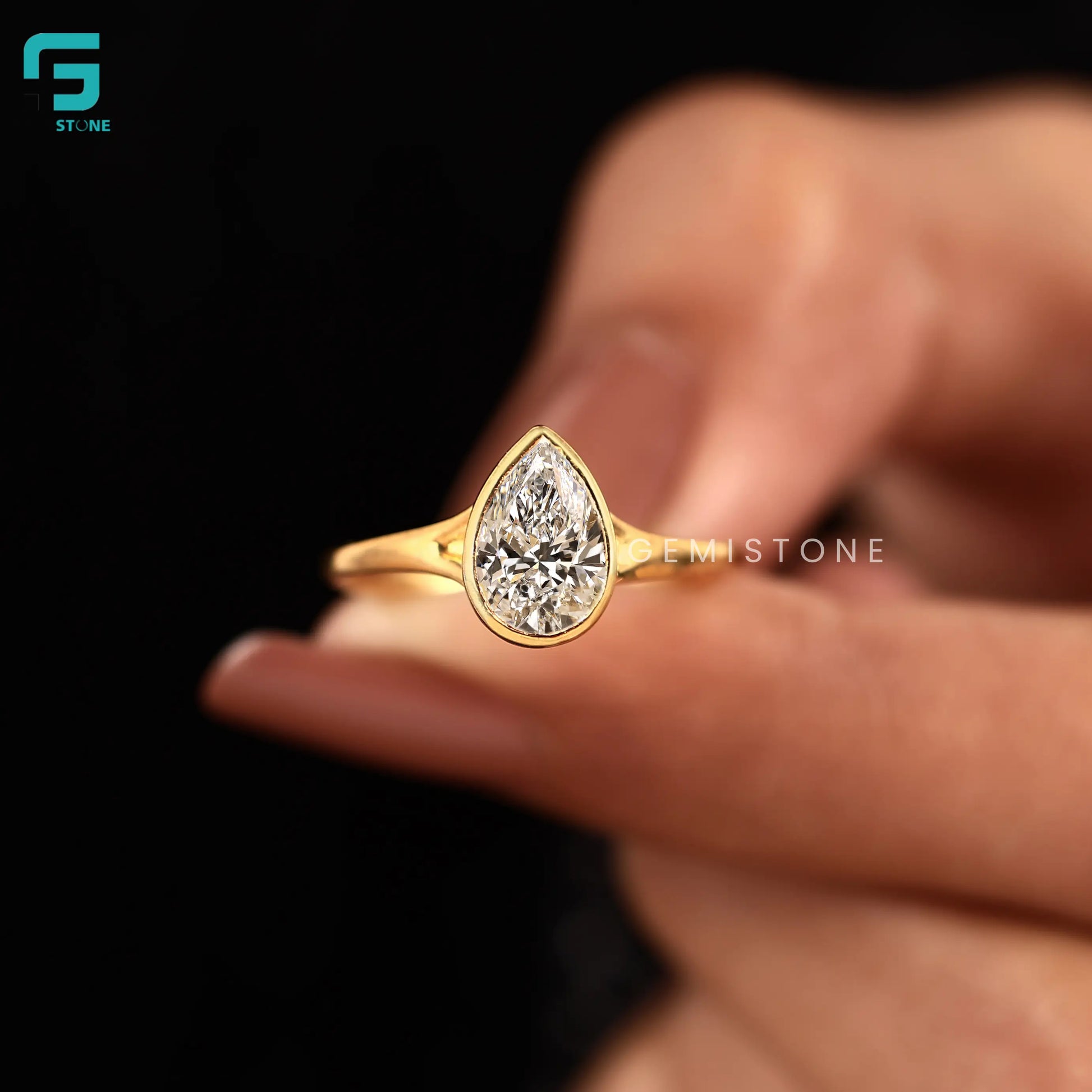 2CT IGI Certified Solitaire Pear Lab Diamond Wedding Ring