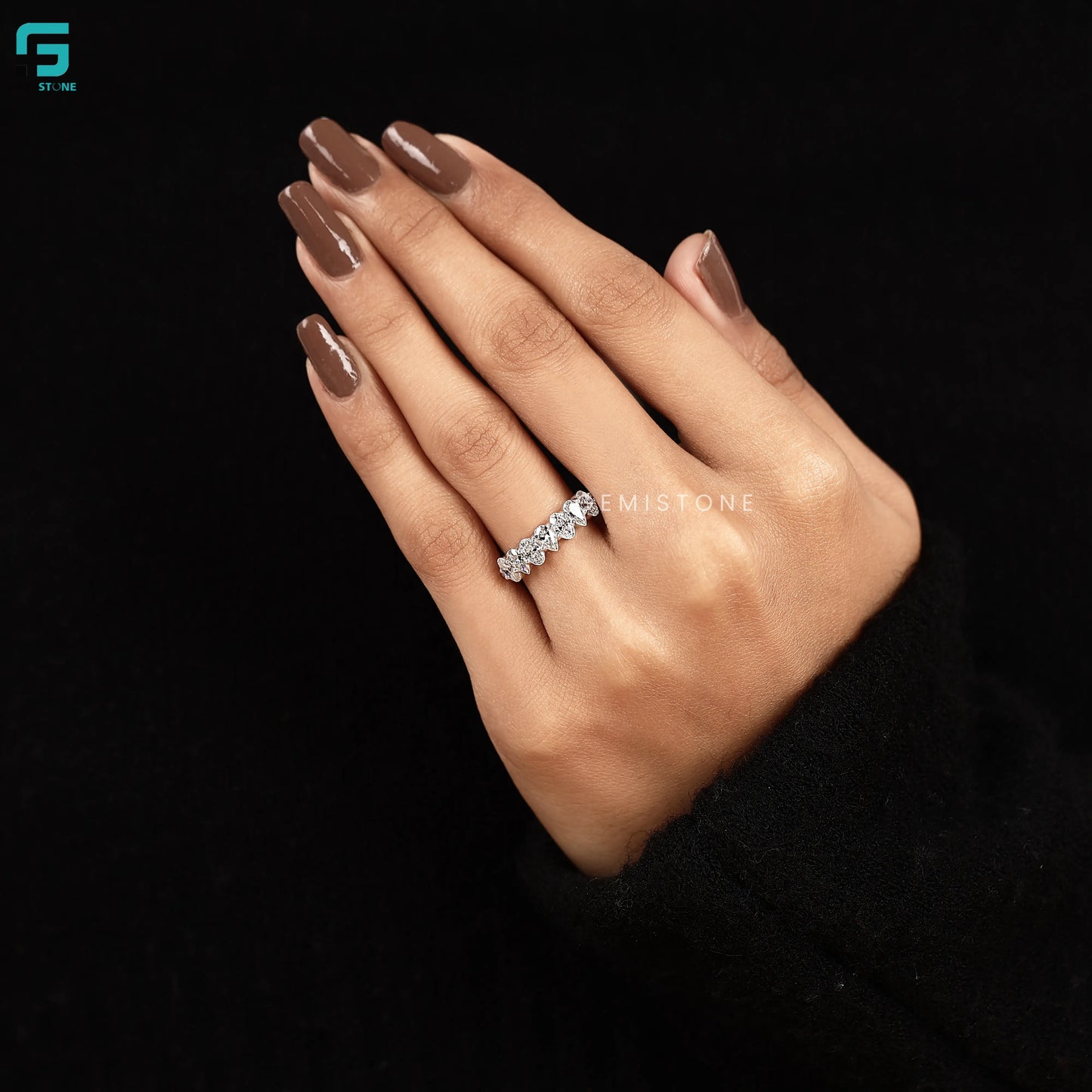 2CT Lab Diamond Half Eternity Band