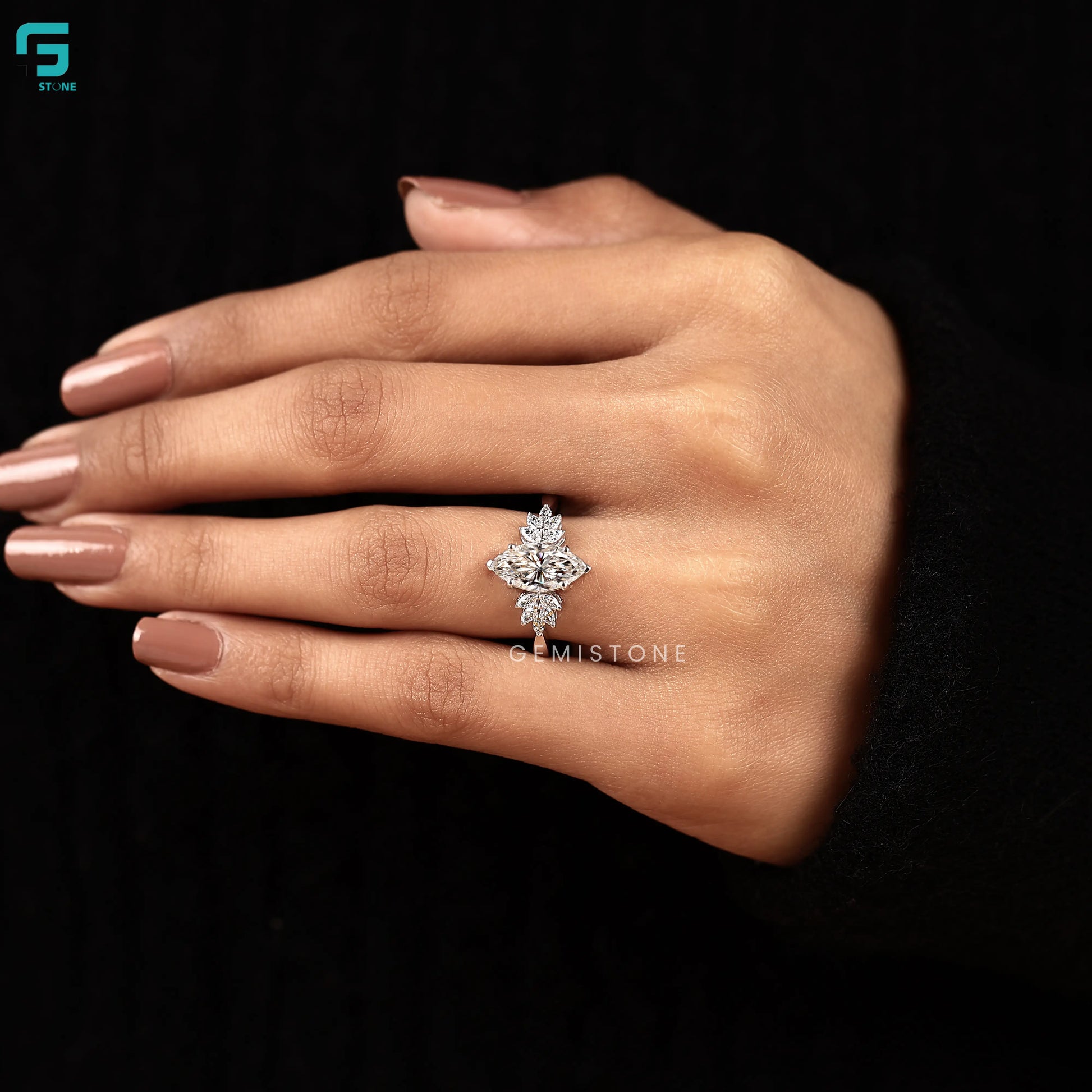 2CT Marquise Leaf Shape Lab Diamond Wedding Ring For Women