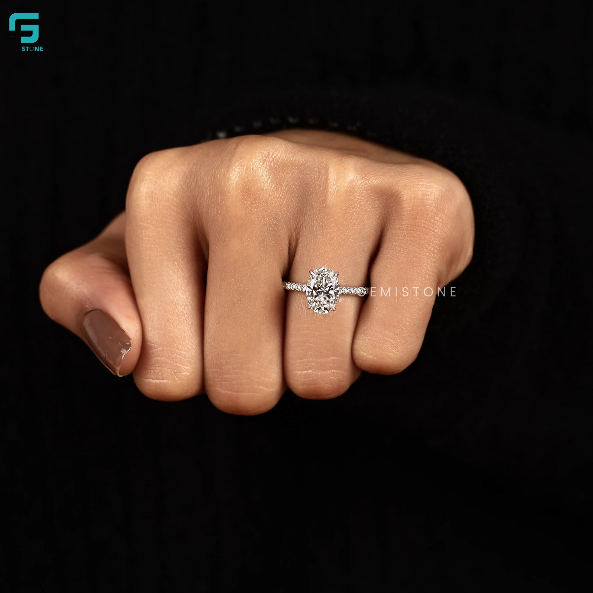 2CT Oval Cut Lab Diamond Pave Set Wedding Ring For Women