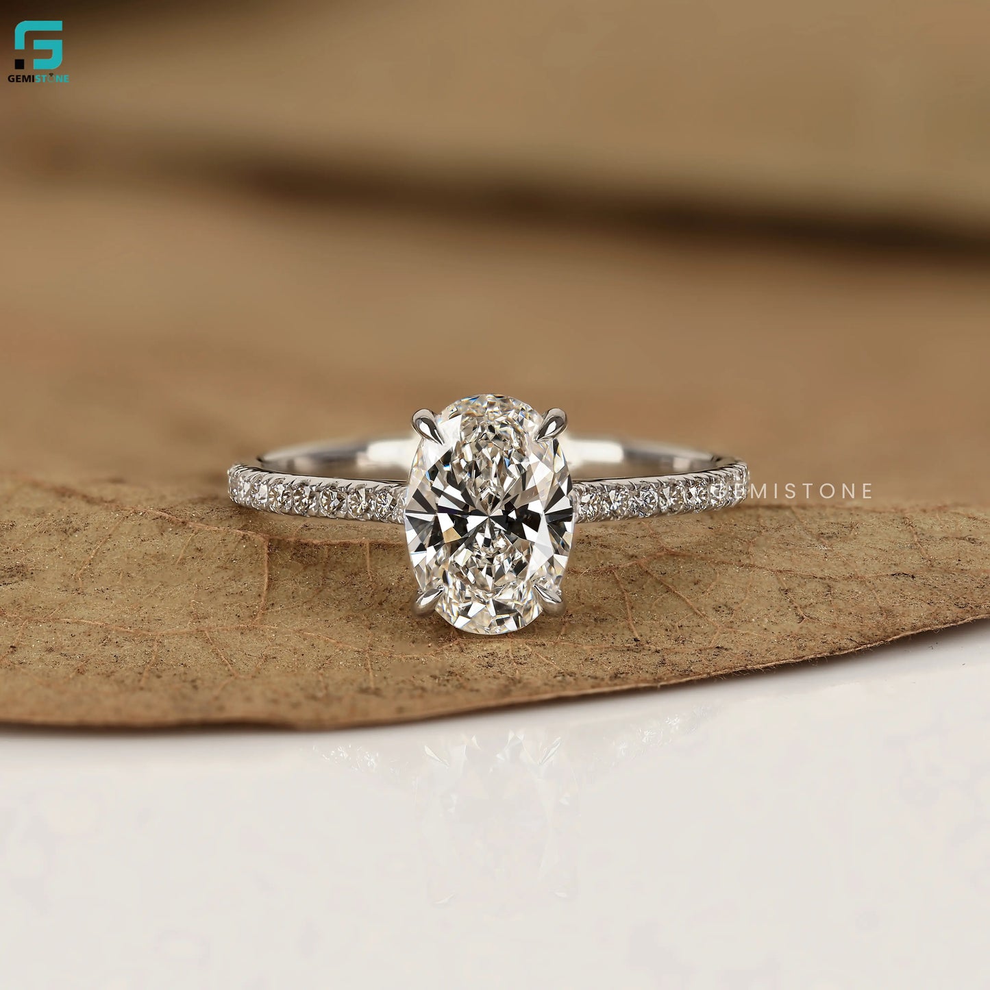 2CT Oval Cut Pave Band Lab Diamond Wedding Ring For Women 