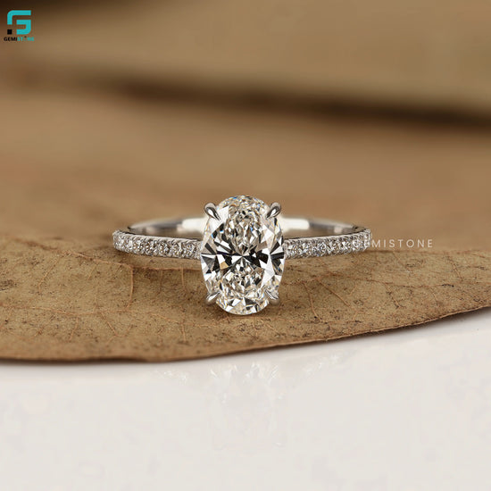 2CT Oval Cut Pave Band Lab Diamond Wedding Ring For Women 