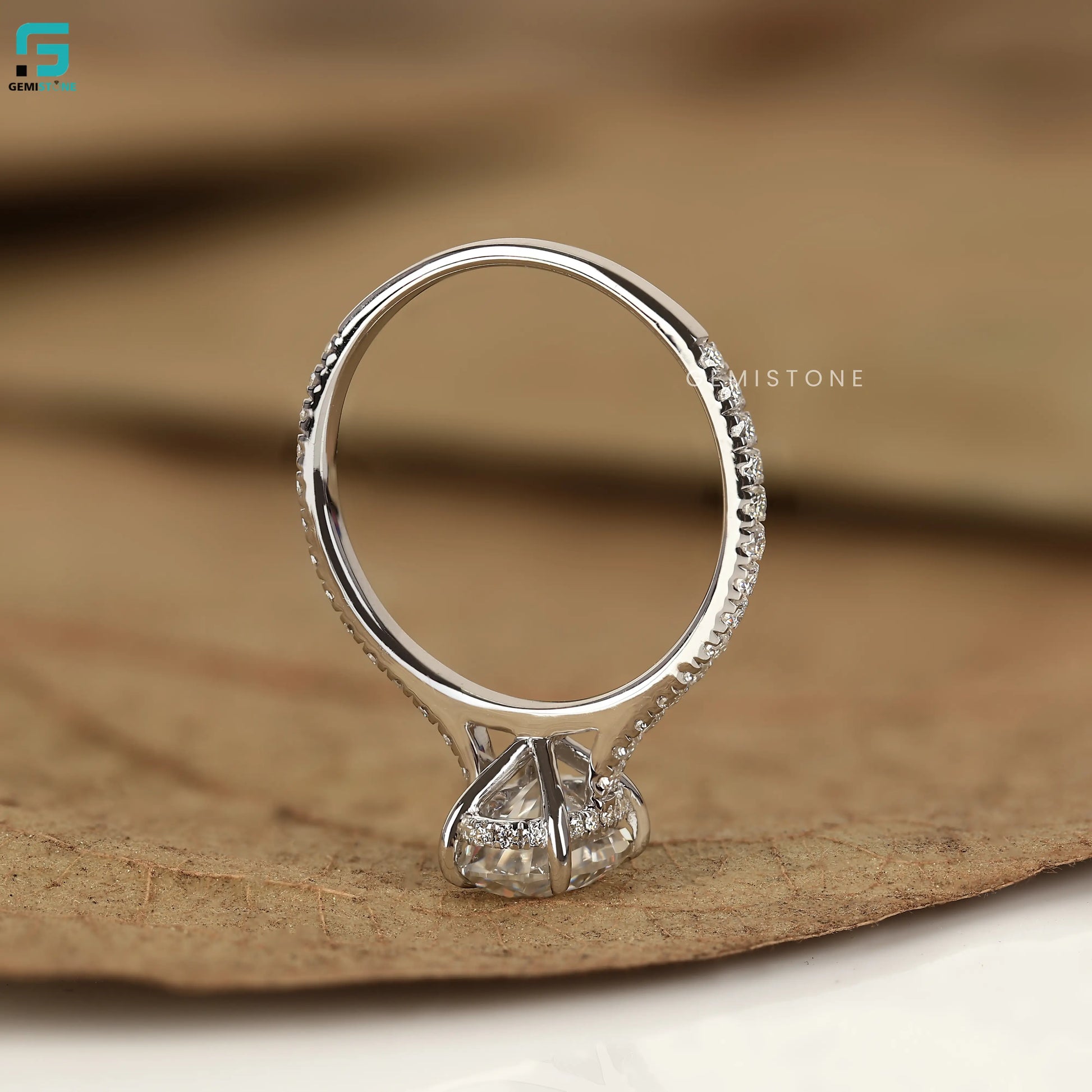 2CT Oval Cut Paveb Band Lab Grown Diamond Wedding Ring 