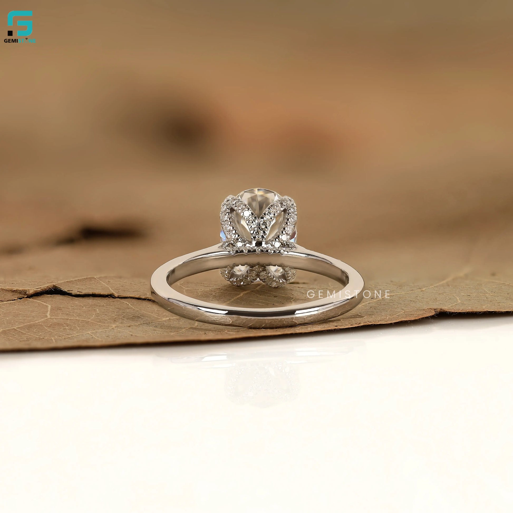 2CT Oval Tulip Set Lab Grown Diamond Annivasary Ring 
